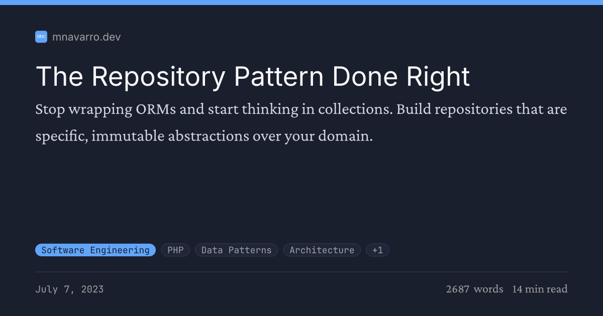 The Repository Pattern Done Right | Matias Navarro-Carter | Engineering ...